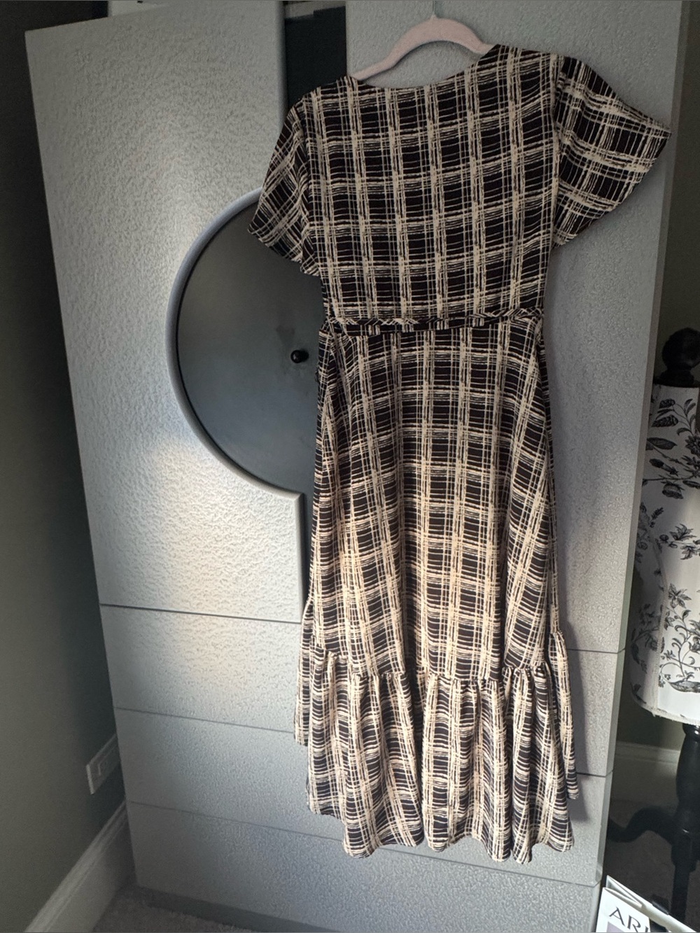 Urban Outfitters Black and Ivory Plaid Wrap Midi Dress - Picture 7 of 9